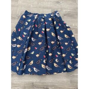 Miss May Women Avian Bird Print Skirt Retro Navy Pleated Front 2XL Swing